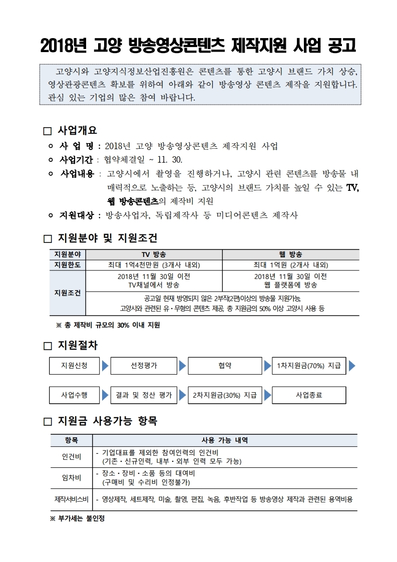 2018년%20고양%20방송영상콘텐츠%20제작지원사업%20공고.pdf_page_1.jpg